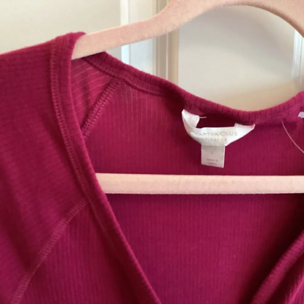 NWT. Charter Club Brand Women’s Cranberry Colored Jersey Knit PJ Top Size Large